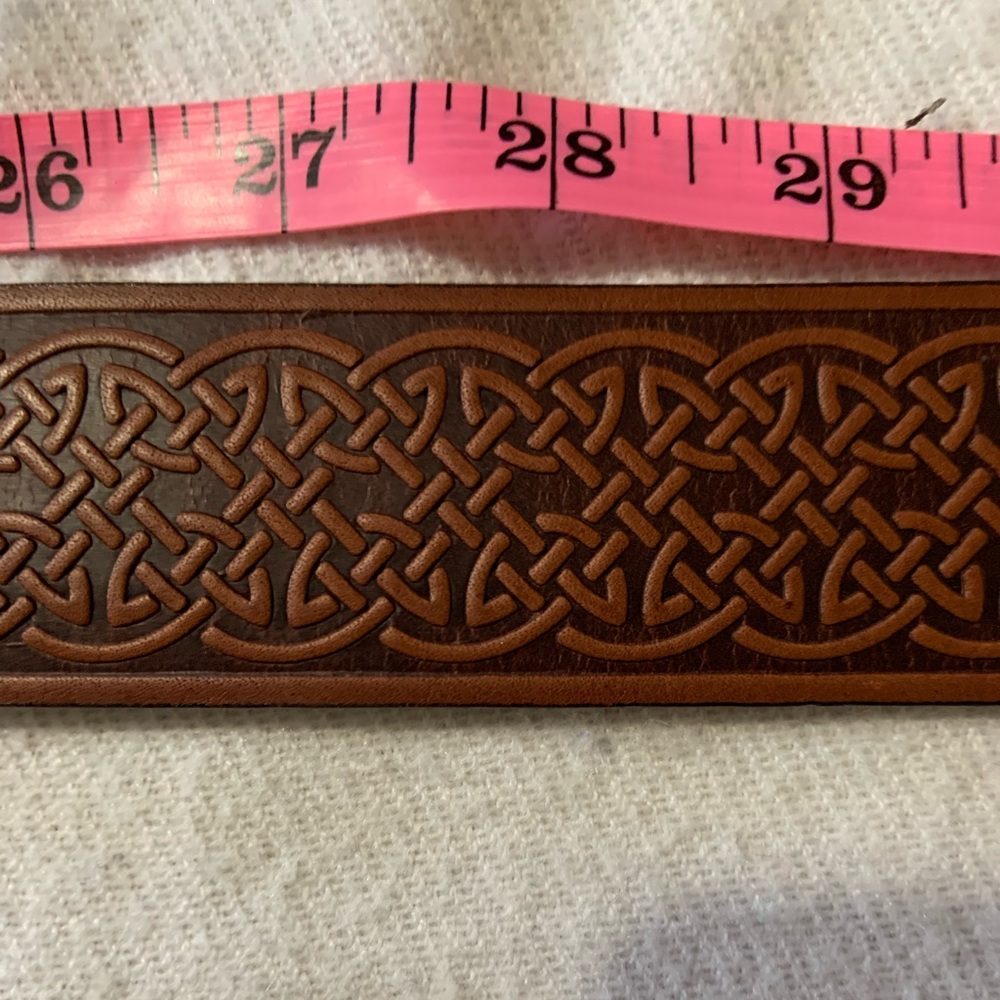 Brown Celtic Knot Leather Belt LEE RIVER XL 40/42 unisex saddle brown nwot